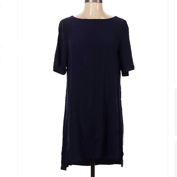 EILEEN Fisher Navy Blue Short Sleeve Casual Dress Size S - Picture 1 of 3
